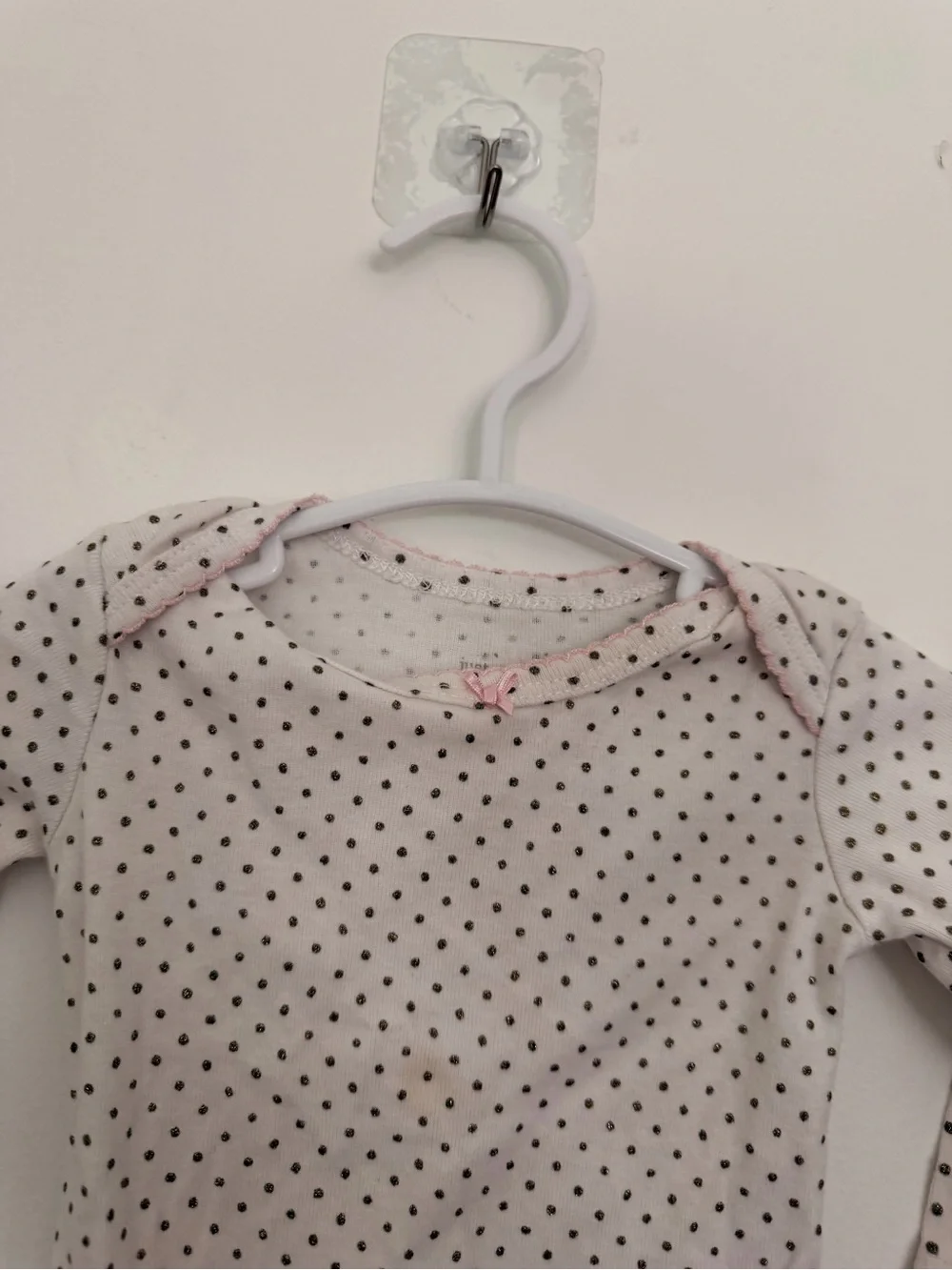 Carters just one you long sleeve polka dot babygirl bodysuit
